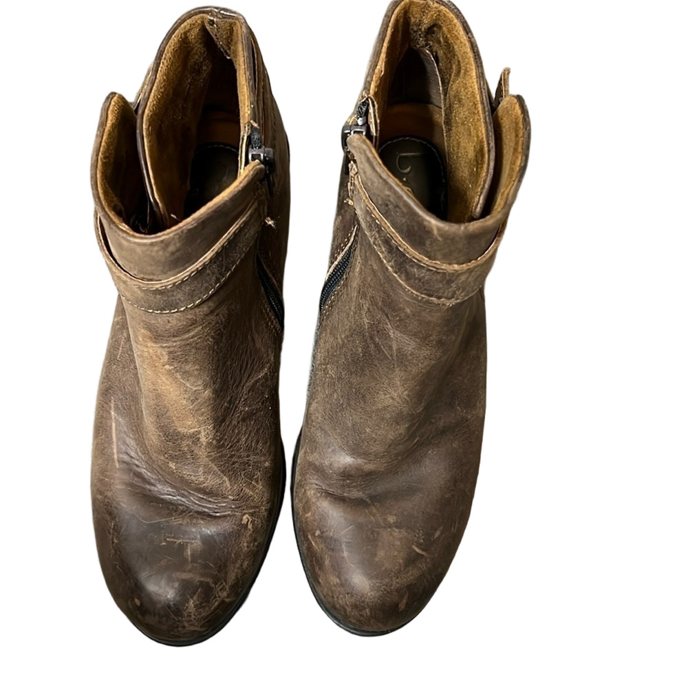 B.O.C. ankle  Leather Booties 7 Brown fall winter chunky edgy